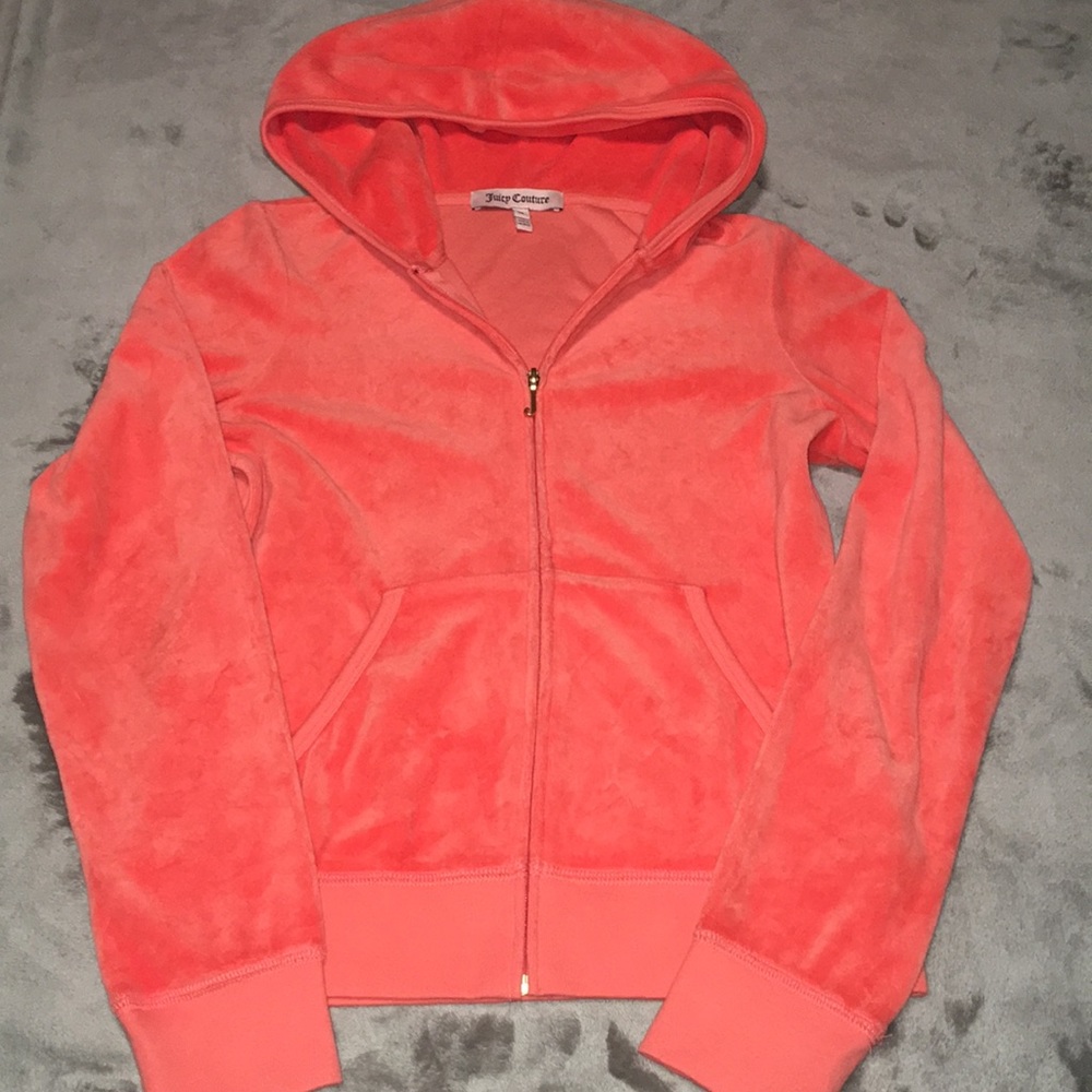 Juicy Couture Orange Velour Zip Up Jacket